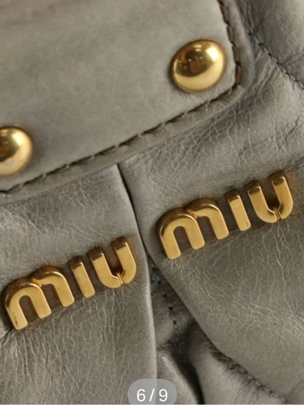 Miu Miu Quilted Pale Beige Leather Satchel with Gold Hardware